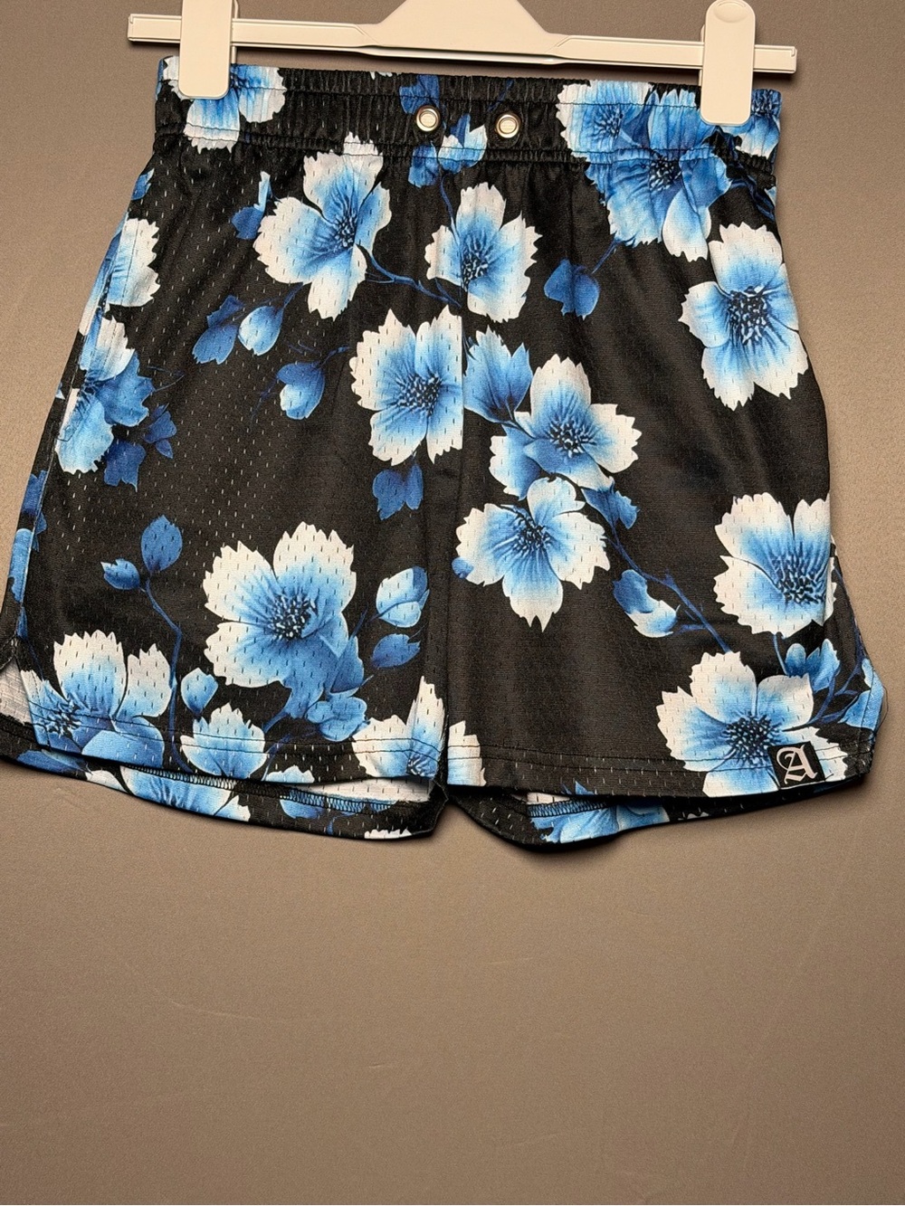 Arise Black Shorts with Blue Floral Design